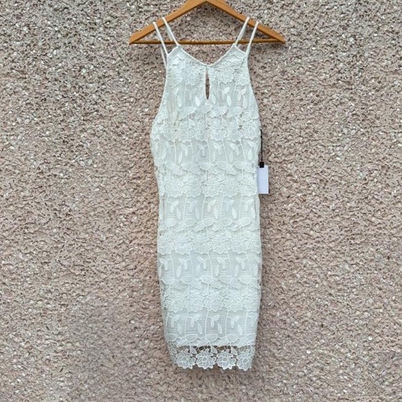 ASTR The Label White Overlay Cocktail Dress NWT - Picture 3 of 11